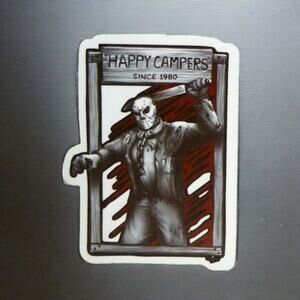 Horror Movie Sticker Friday the 13th Jason Voorhees Happy Campers Crystal Lake